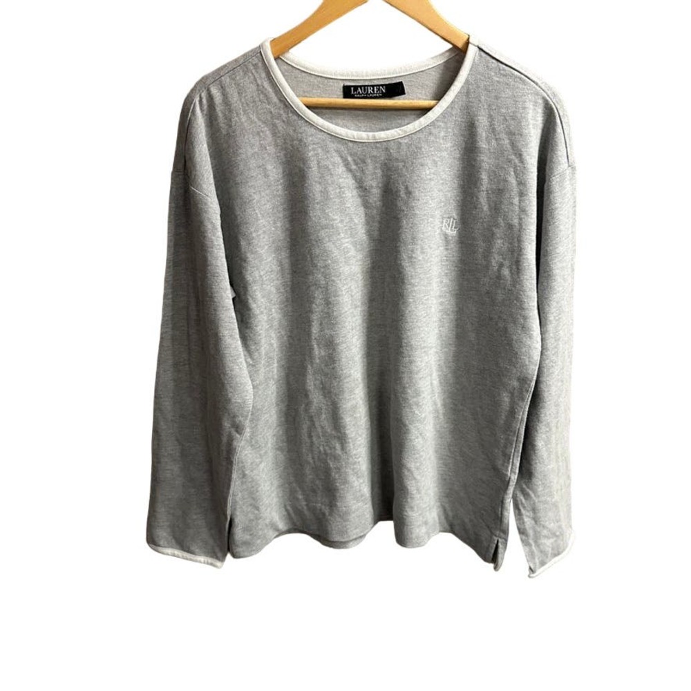 Lauren Ralph Lauren soft gray knit lounge top L